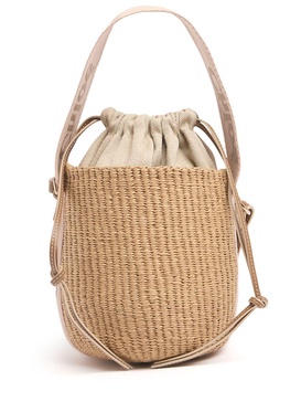 Woody raffia bucket bag