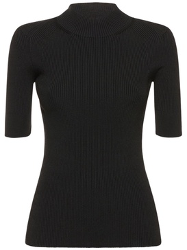 Compact rib knit technical top