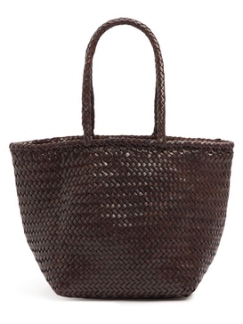 Grace Small woven leather basket bag