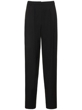 Wool twill straight high waist pants