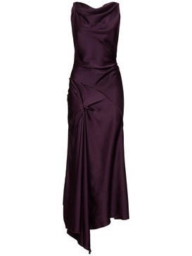 Draped crepe satin midi dress