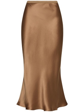 Bar silk satin midi skirt