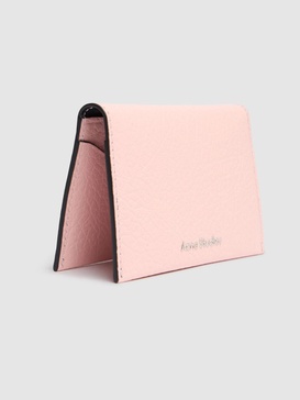 Flap grainy leather card holder