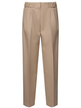 Pleated wool blend wide pants
