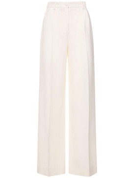 Wool cady high rise wide leg pants