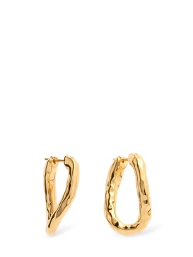 Medium hammered hoop earrings