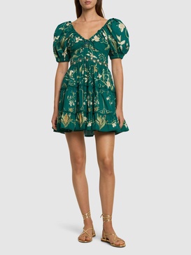 Manzanilla puff sleeve cotton mini dress