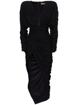 Draped lurex jersey long dress