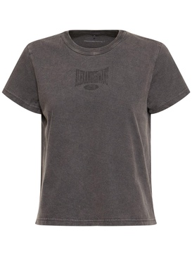 Graphic shrunken cotton rib t-shirt