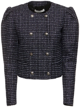 Sequined tweed double breasted jacket