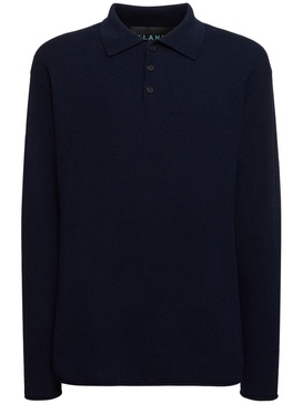 Cashmere & cotton knit l/s polo