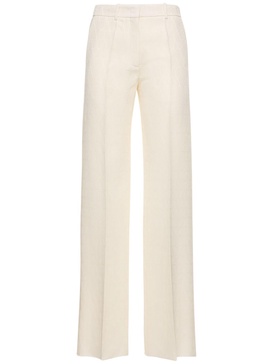 Wo & silk crepe logo h/wa straight pants