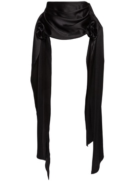 Taffeta draped mini skirt w/ rose