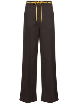 Cotton gabardine wide leg pants