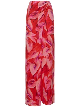 Phoebe printed viscose midi wrap skirt