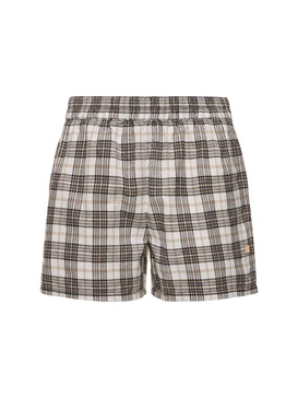 Cotton twill checked shorts