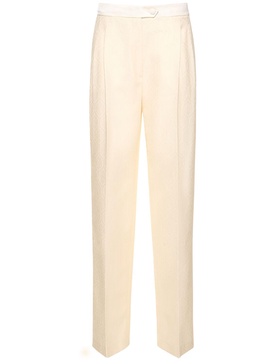 Printed jacquard high rise wide pants
