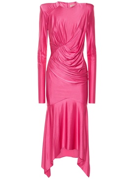 Asymmetric viscose jersey midi dress