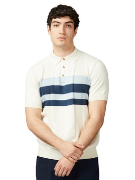 Men's Regular-Fit Textured-Knit Stripe Polo Shirt 