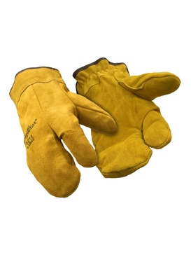 Three-Finger Leather Mitt - Durable, Warm Work Mittens with Sherpa Lining