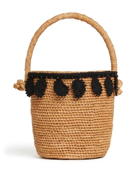 Alanui Paisley-Appliqué Raffia Basket Bag