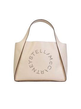 Stella Mccartney Logo Tote Bag In Almond White 'Alter Mat' Women