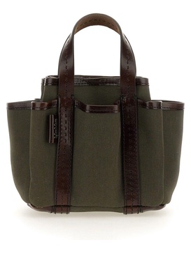 CANVAS AND LEATHER MINI GIARDINIERA TOTE BAG