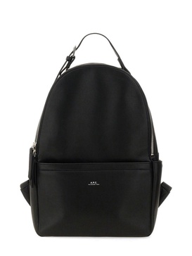 Black Unisex Backpack In Polyurethane With Adjustable Straps