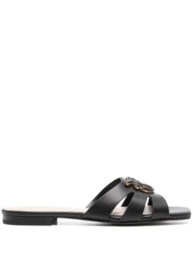 Black leather 'Marli' slippers