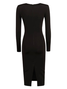 Rear Slit Cut-out Detail Longsleeved Dress