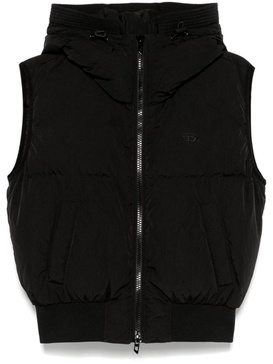Diesel W-Peyt-Ssl-New-P1 Hooded Down Jacket Vest In Crinkled Nylon