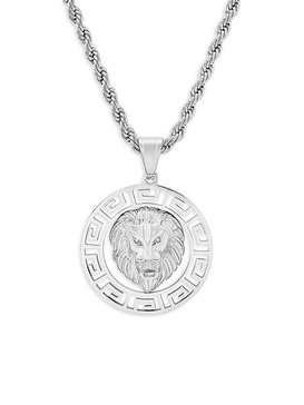Stainless Steel & Simulated Diamond Lion Pendant Necklace