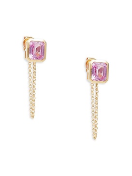 ​14K Yellow Gold & Sapphire Chain Front To Back Earrings