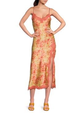 Peride Floral Silk Slip Midi-Dress