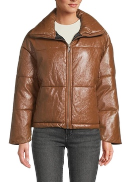 Billie Crinkle Faux Leather Puffer Jacket