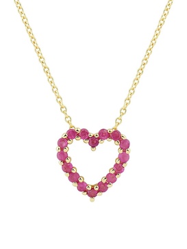 14K Yellow Gold & Ruby Heart Pendant Necklace