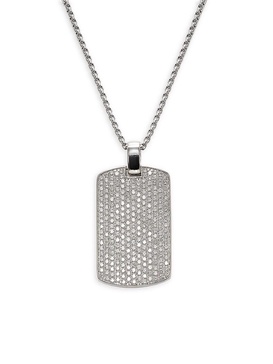 14K White Gold & 2.84 TCW Lab Grown Diamond Dog Tag Pendant Necklace