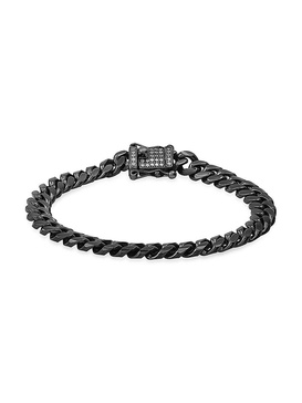 Stainless Steel & Simulated Diamond Cuban Link Bracelet
