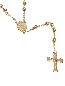 18K Goldplated Stainless Steel or Stainless Steel Beaded Rosary Necklace