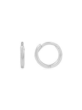 14K White Gold Huggie Earrings