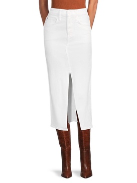 High-Rise Reconstructed Denim Midi-Skirt