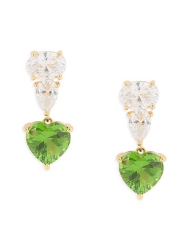 Real Love 18K Goldplated Sterling Silver & Cubic Zirconia Heart Drop Earrings