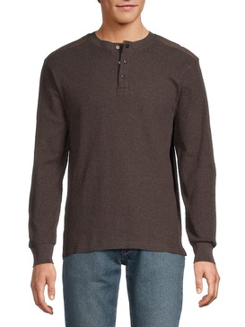 Rib-Knit Long-Sleeve Henley