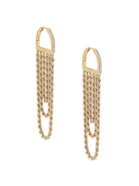 18K Goldplated Sterling Silver & Cubic Zirconia Twist Drape Hoop Earring