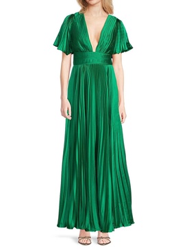 Jupiter Accordian Pleated Satin Gown