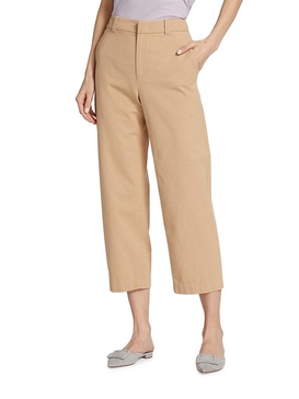 Washed Cotton Mid-Rise Crop Pants