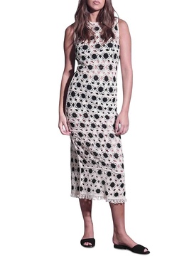 Brianna Crochet Knit Fringe Midi Dress