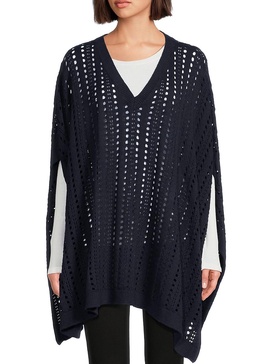 Cashmere Blend Open Knit Poncho