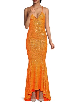 Sequin Crisscross Trumpet Gown