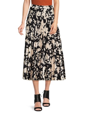 Night Bouquet Pleated Midi Skirt